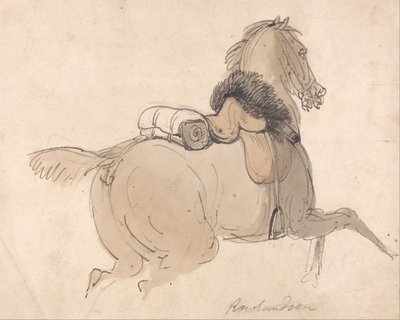 A Saddled Cavalry Horse by Thomas Rowlandson